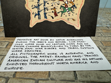 Load image into Gallery viewer, Artisan Rainbow Hand Custer's Battle Native American Line Drawing On Leather Hide
