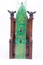 Load image into Gallery viewer, Carved Tudor / Gothic Throne with Green Leather Seat by Michael Mortimer
