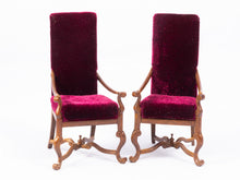 Load image into Gallery viewer, Pair of Bespaq Armchairs with Velvet Burgundy Fabric
