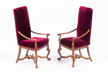 Load image into Gallery viewer, Pair of Bespaq Armchairs with Velvet Burgundy Fabric

