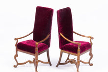 Load image into Gallery viewer, Pair of Bespaq Armchairs with Velvet Burgundy Fabric
