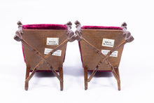 Load image into Gallery viewer, Pair of Bespaq Armchairs with Velvet Burgundy Fabric
