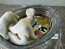 Load image into Gallery viewer, Artisan Handmade OOAK Terrier Dog In Outdoor Bath Tub
