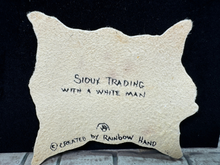 Load image into Gallery viewer, Artisan Rainbow Hand Sioux Trading Native American Line Drawing On Leather Hide
