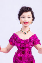 Load image into Gallery viewer, Terrific 1930&#39;s Dressed Porcelain Doll - Pink Fuschia Dress with IGMA Lynn O&#39;Shaughnessy Jewelry
