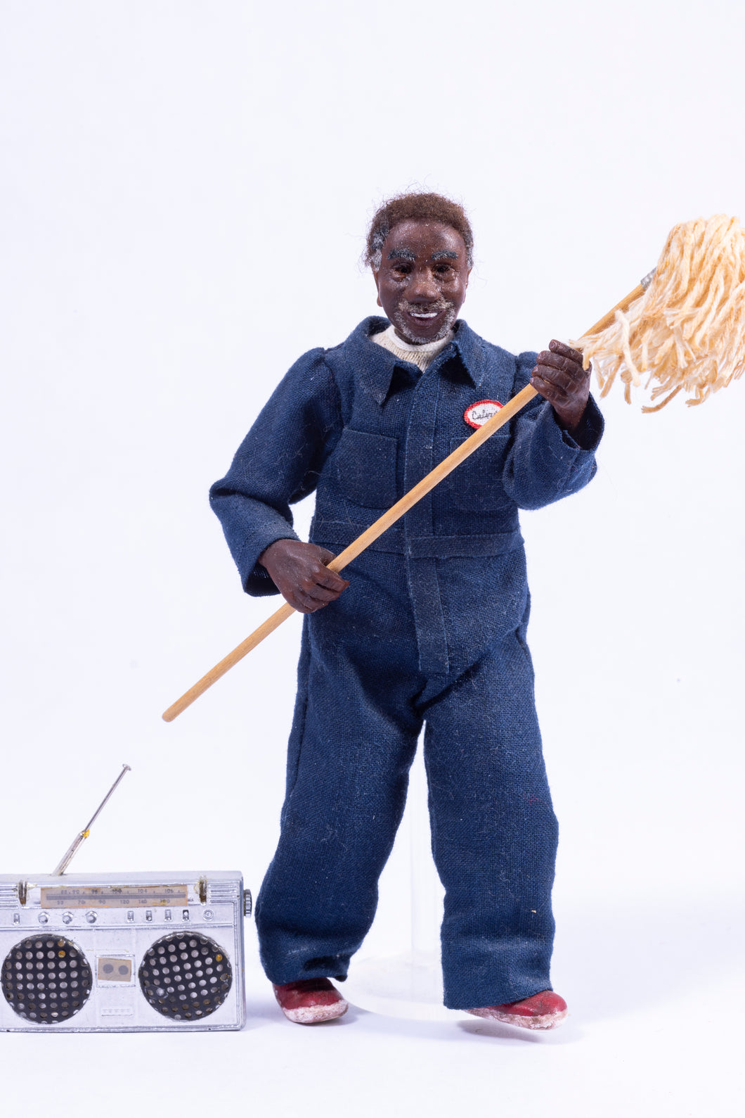 Male Doll Dressed as Janitor by Lou Ann Todd - Hand Sculpted