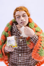 Load image into Gallery viewer, Hand Sculpted Male Doll Who&#39;s Sick with Afghan &amp; Kleenex

