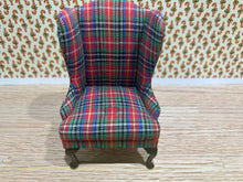 Load image into Gallery viewer, D. Anne Ruff Red &amp; Green Plaid Christmas Wing Back Chair

