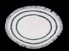 Load image into Gallery viewer, Wonderful Handmade Round Braided Rug with Blue Band &amp; Fringe
