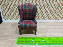 Load image into Gallery viewer, D. Anne Ruff Red &amp; Green Plaid Christmas Wing Back Chair
