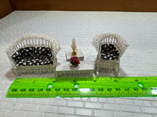 Load image into Gallery viewer, Dollhouse Miniature ~  Half Scale Artisan Peggy Taylor 4 Piece Wicker Outdoor Furniture Set
