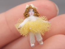 Load image into Gallery viewer, ½&quot; Ginger Ballerina Doll in Yellow Tutu &amp; Bow – By Cheryl Warder
