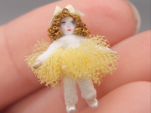 Load image into Gallery viewer, ½&quot; Ginger Ballerina Doll in Yellow Tutu &amp; Bow – By Cheryl Warder
