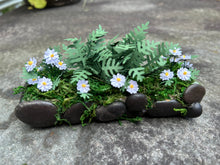 Load image into Gallery viewer, Handmade Rock Garden with Daisies and Ferns
