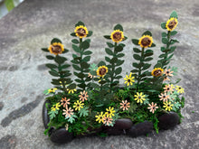 Load image into Gallery viewer, Handmade Rock Garden with Sunflowers &amp; Flowers
