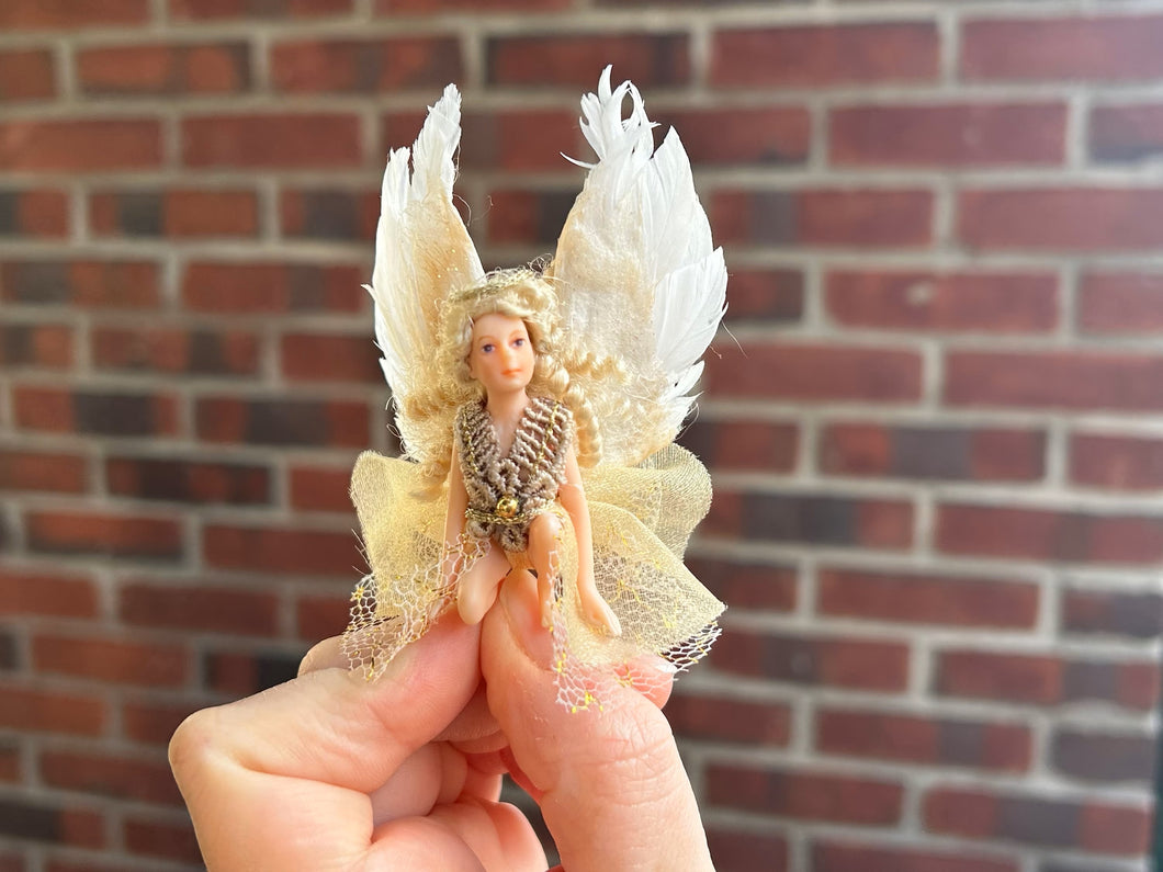 Little Girl Angel Doll Golden Christmas Holiday Spirit Religious