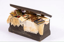 Load image into Gallery viewer, Hand Decorated Aged Wooden Trunk with 1900&#39;s Decor
