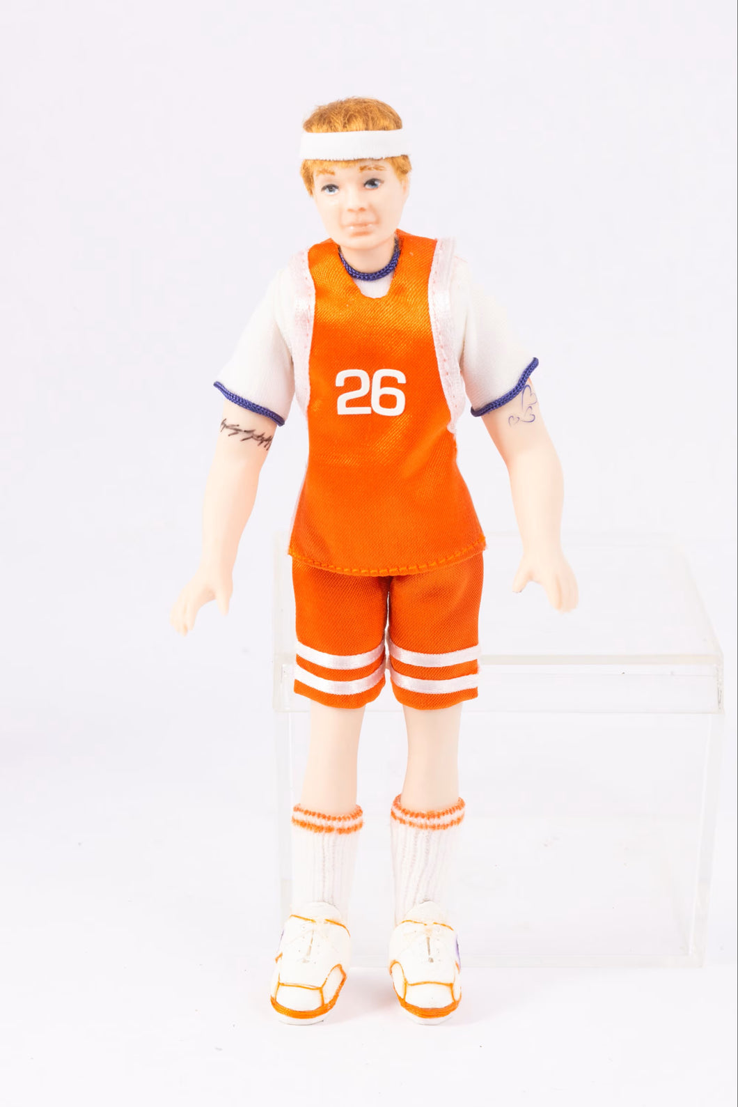 Handmade Porcelain Male Doll Dressed as Basketball Player