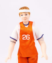 Load image into Gallery viewer, Handmade Porcelain Male Doll Dressed as Basketball Player
