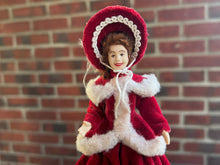 Load image into Gallery viewer, Christmas Caroler Lady Doll in Large Red Winter Coat

