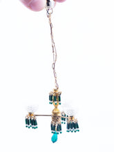 Load image into Gallery viewer, Pretty Chandelier with Blue Crystals - 3 Arm
