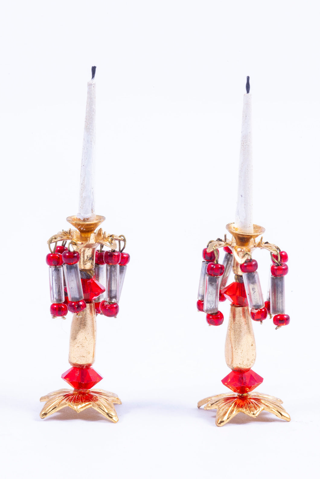 Pair of Candlesticks with Red Crystals