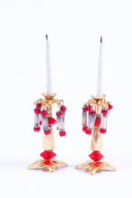 Load image into Gallery viewer, Pair of Candlesticks with Red Crystals
