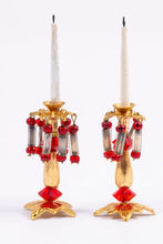 Load image into Gallery viewer, Pair of Candlesticks with Red Crystals
