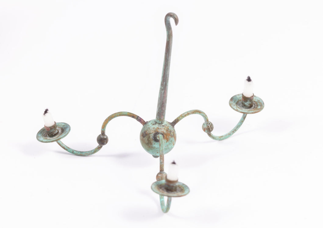 Pewter Chandelier (3 Arm) with Candles by Alan Hamer (Dutch Colonial Parlor)