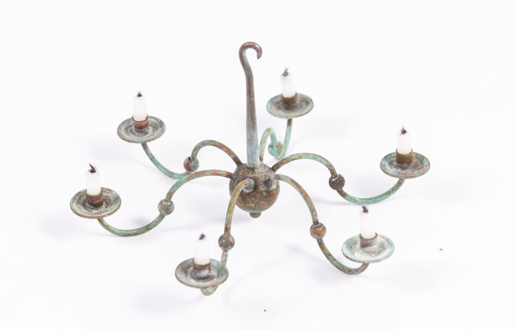 Pewter Chandelier (6 Arm) with Candles by Alan Hamer (Dutch Colonial Parlor)