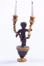 Load image into Gallery viewer, Handmade Cherub Candelabra with Gold Accents
