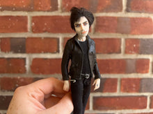 Load image into Gallery viewer, Punk Vampire Doll in Black Leather Jacket Retro Cool Halloween Spooky Autumn Horror Artisan Made
