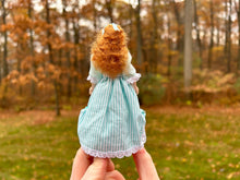 Load image into Gallery viewer, Debra Hammond Victorian Little Girl in Turquoise Striped Dress
