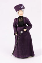 Load image into Gallery viewer, Handmade Porcelain Doll in Dark Purple - Older Woman Doll
