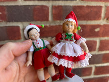 Load image into Gallery viewer, Set of 2 Christmas Elf Children Boy &amp; Girl Adorable
