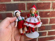 Load image into Gallery viewer, Set of 2 Christmas Elf Children Boy &amp; Girl Adorable
