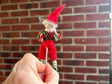 Load image into Gallery viewer, Boy Elf Doll in Red Striped Shirt and Green Elf Shoes Christmas Holiday December Winter Festive

