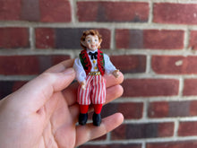Load image into Gallery viewer, Christmas Elf Little Boy in Striped Pants and Vest

