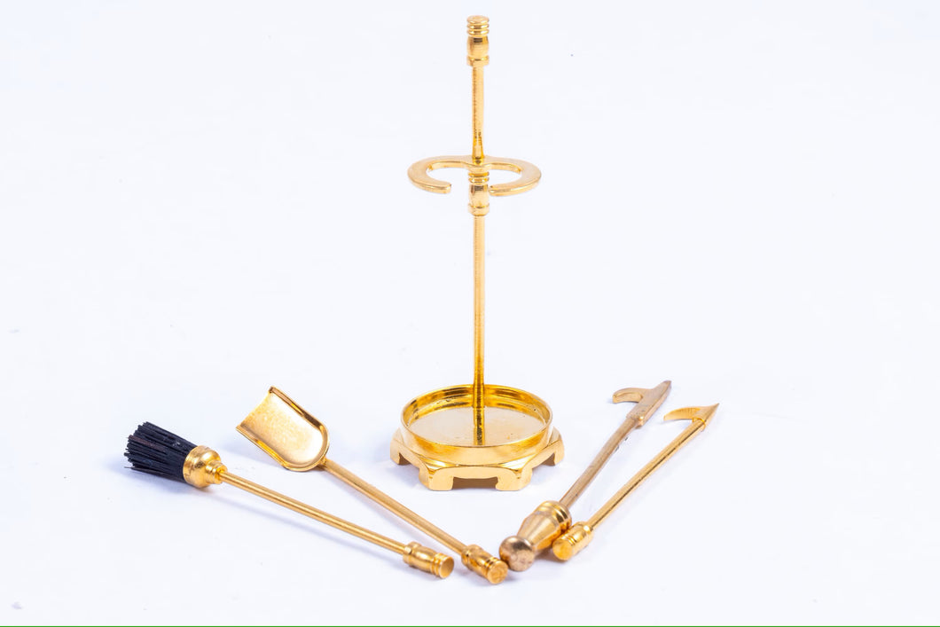 Retired Clare Bell Brass Fireplace Tools Set