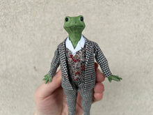 Load image into Gallery viewer, Frog Animal Doll in Gingham Trousers and Green Coat
