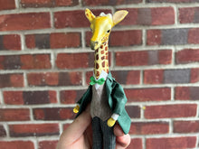 Load image into Gallery viewer, Giraffe Animal Doll in Gingham Trousers and Green Coat
