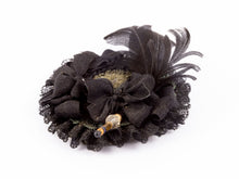 Load image into Gallery viewer, Ladies Handmade Black Hat with Feathers
