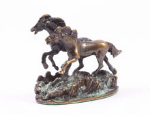 Load image into Gallery viewer, Two Bronze Horses Statue Figurine Running
