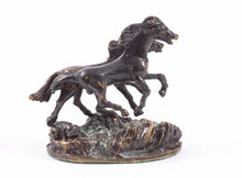 Load image into Gallery viewer, Two Bronze Horses Statue Figurine Running
