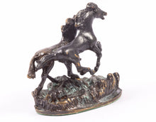 Load image into Gallery viewer, Two Bronze Horses Statue Figurine Running
