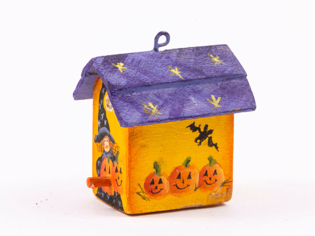 Halloween Hand Painted Bird House by J Miller, Vtg., '97