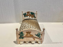 Load image into Gallery viewer, Dollhouse Miniatures ~ Hand Painted Cheetah Twin Bed
