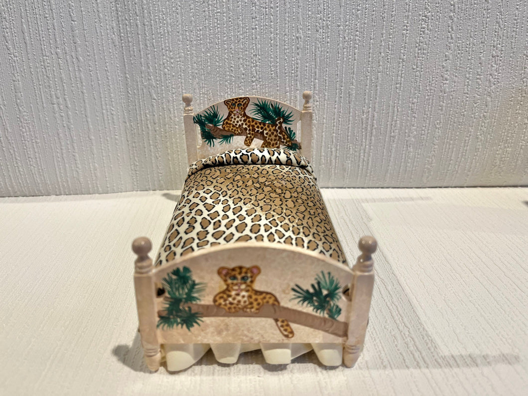 Dollhouse Miniatures ~ Hand Painted Cheetah Twin Bed