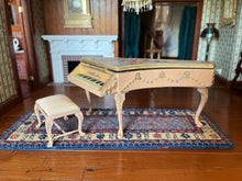 Load image into Gallery viewer, Dollhouse Miniatures ~ Florence Magee 1998 Painted Grand Piano &amp; Bench with Cherubs
