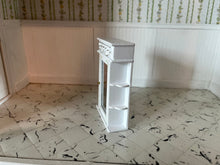 Load image into Gallery viewer, Dollhouse Miniatures ~ JBM 4 Piece White Wooden Bathroom Set - Bath Tub, Sink, Toilet, &amp; Medicine Cabinet with Mirror
